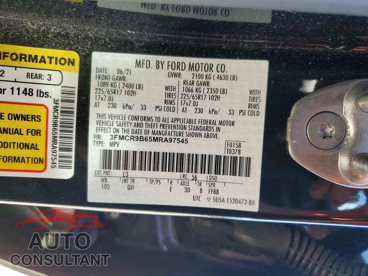 FORD BRONCO 2021 - 3FMCR9B65MRA97545
