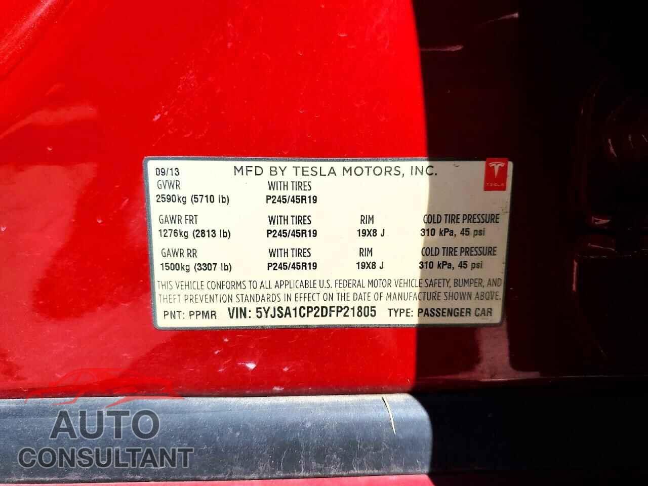 TESLA MODEL S 2013 - 5YJSA1CP2DFP21805