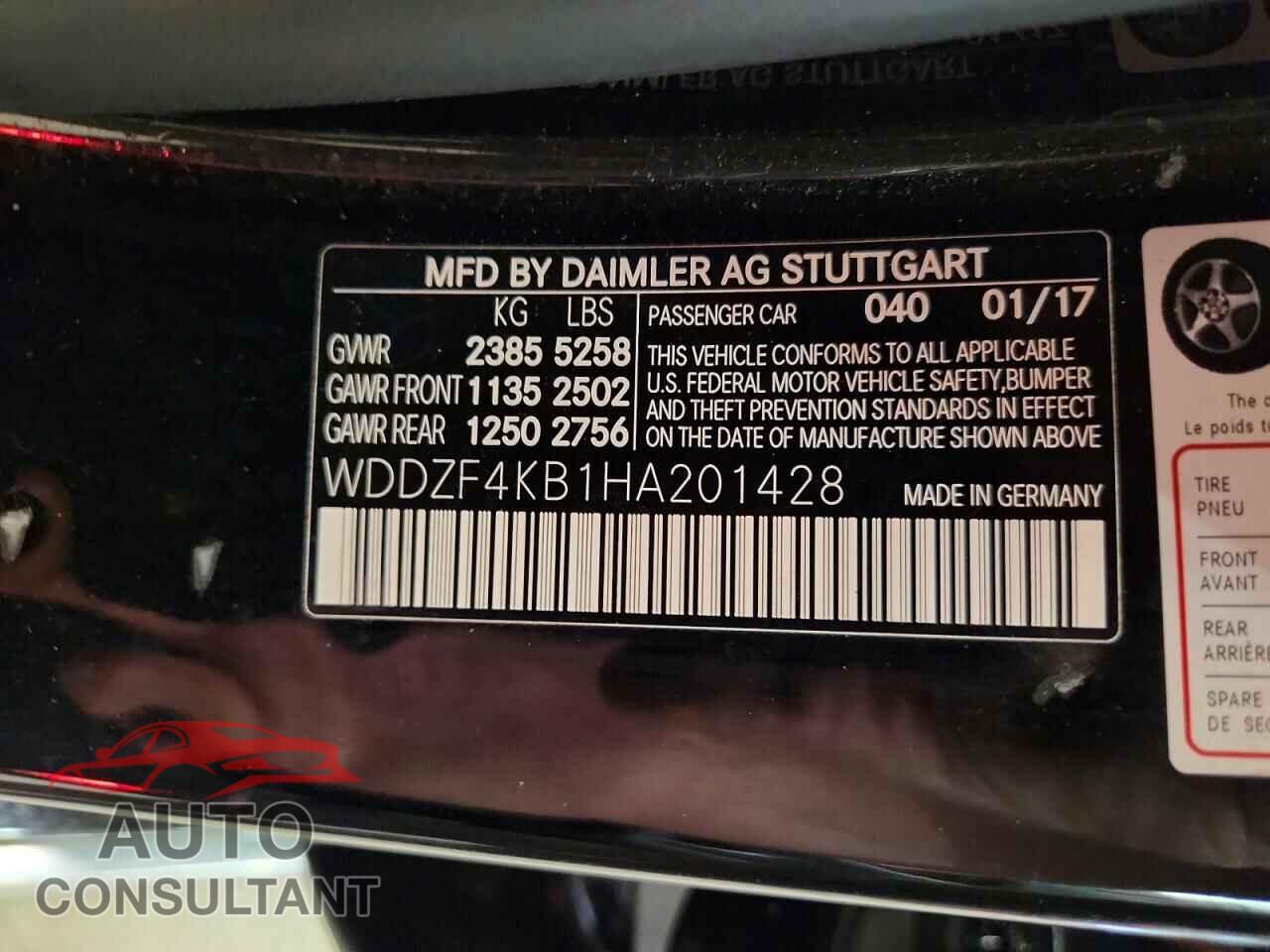 MERCEDES-BENZ E-CLASS 2017 - WDDZF4KB1HA201428