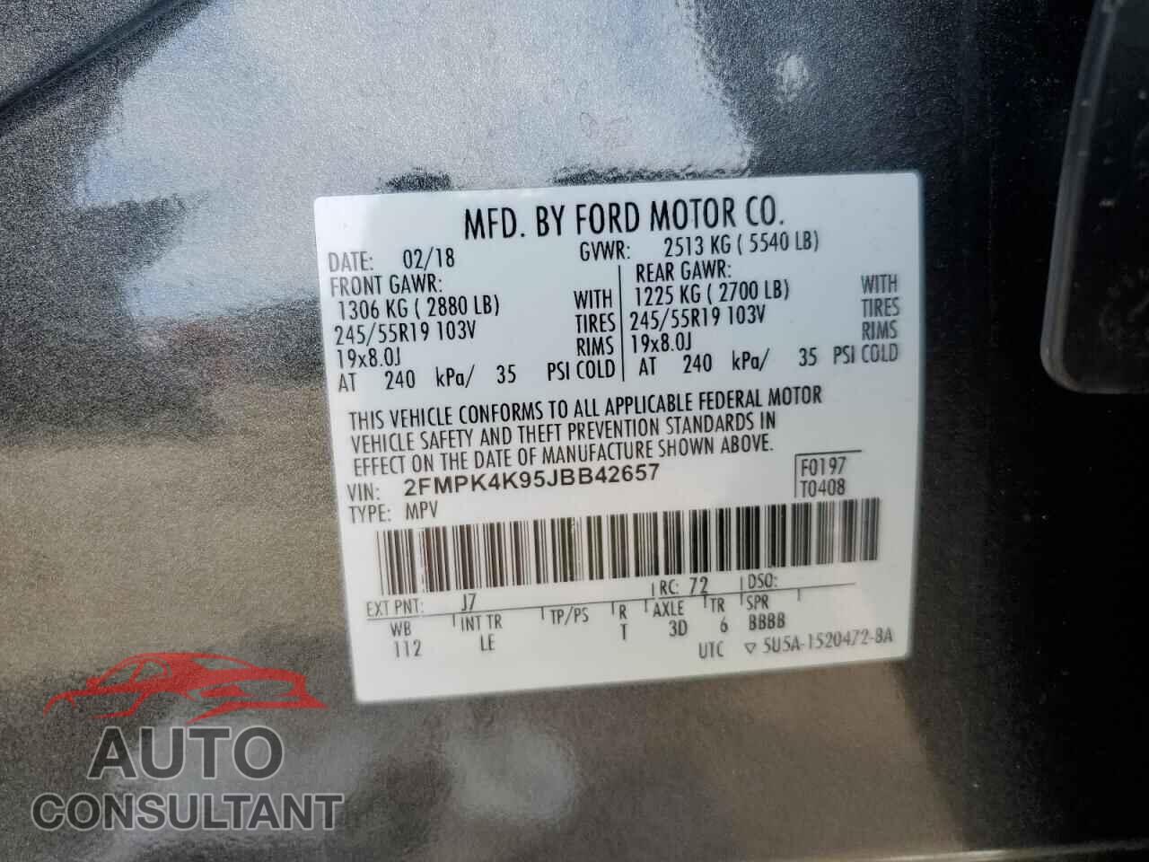 FORD EDGE 2018 - 2FMPK4K95JBB42657