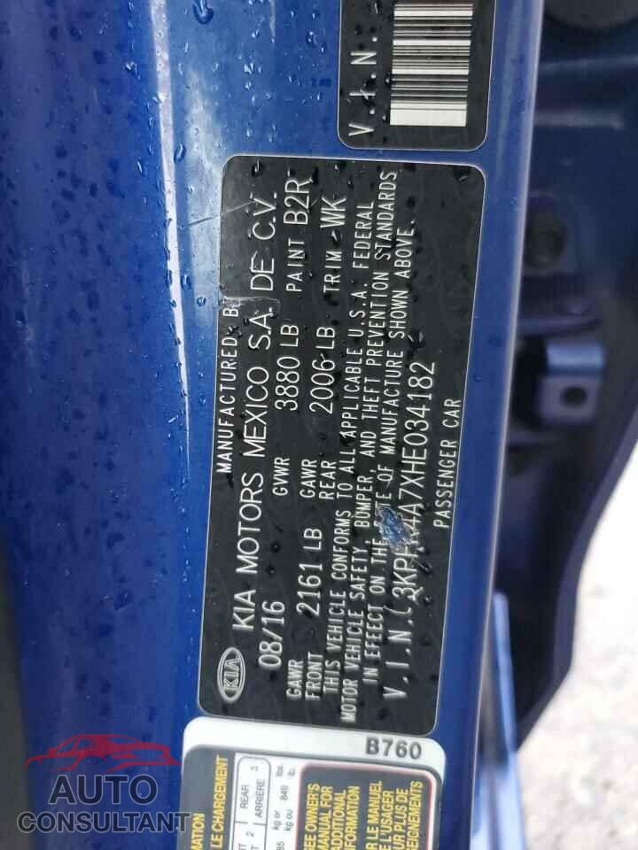 KIA FORTE 2017 - 3KPFK4A7XHE034182