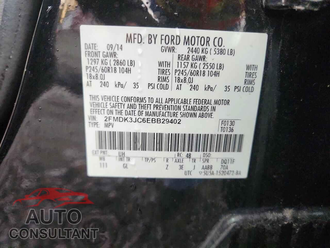 FORD EDGE 2014 - 2FMDK3JC6EBB29402