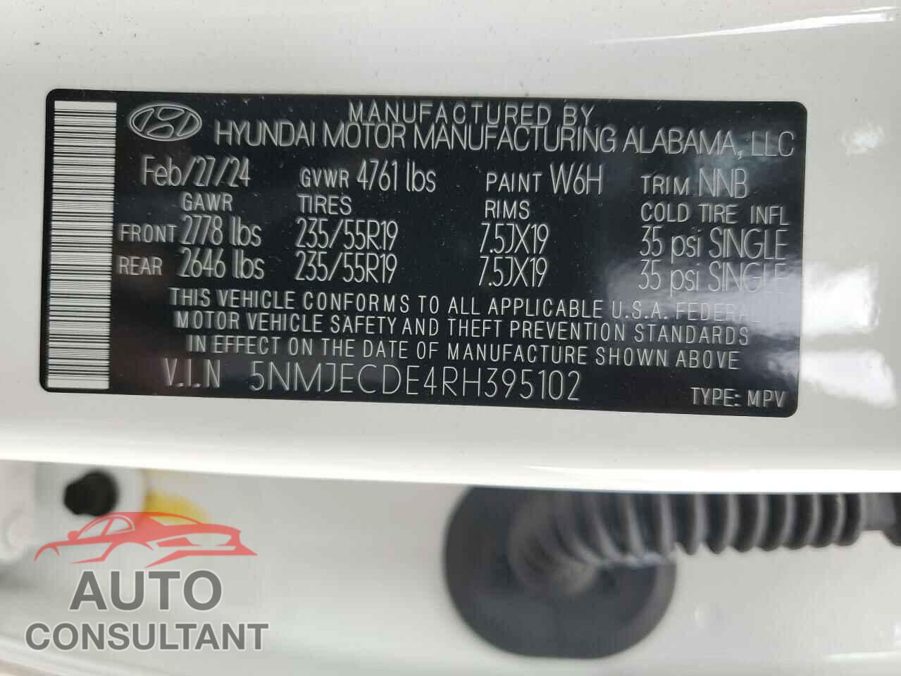 HYUNDAI TUCSON 2024 - 5NMJECDE4RH395102