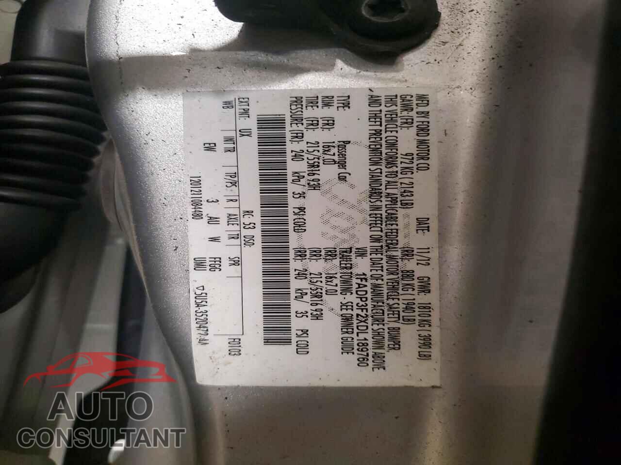 FORD FOCUS 2013 - 1FADP3F2XDL189760