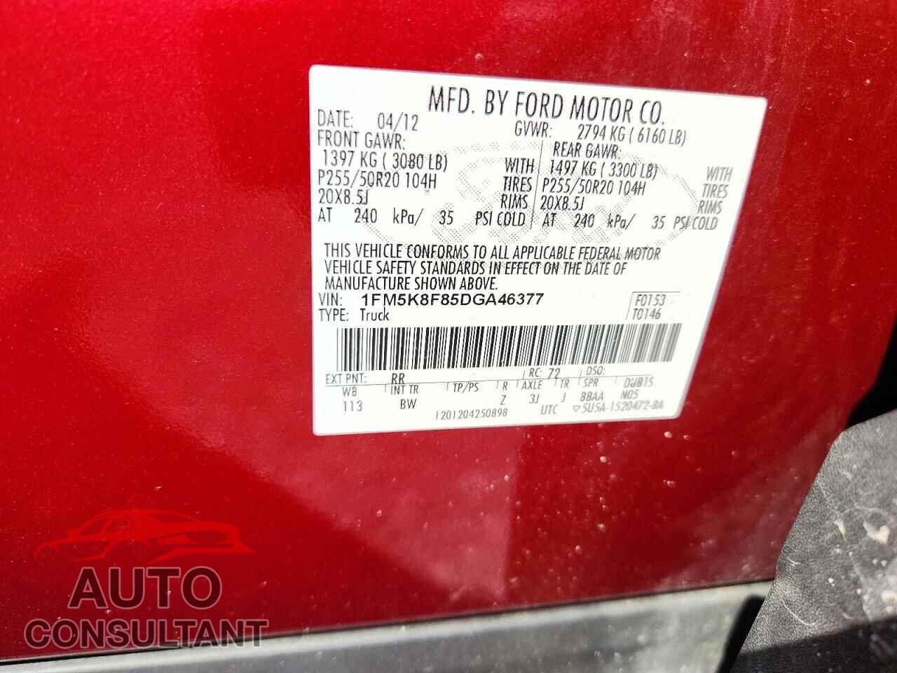 FORD EXPLORER 2013 - 1FM5K8F85DGA46377