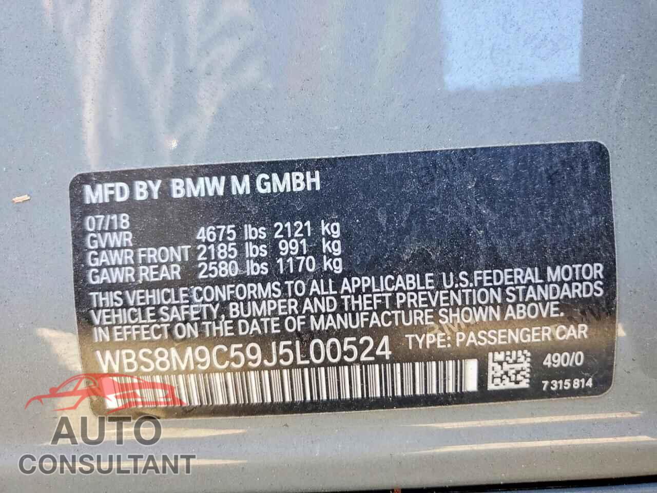 BMW M3 2018 - WBS8M9C59J5L00524