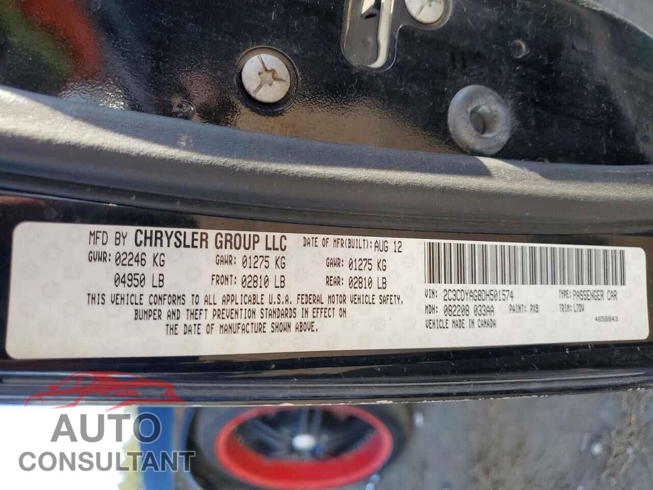 DODGE CHALLENGER 2013 - 2C3CDYAG8DH501574