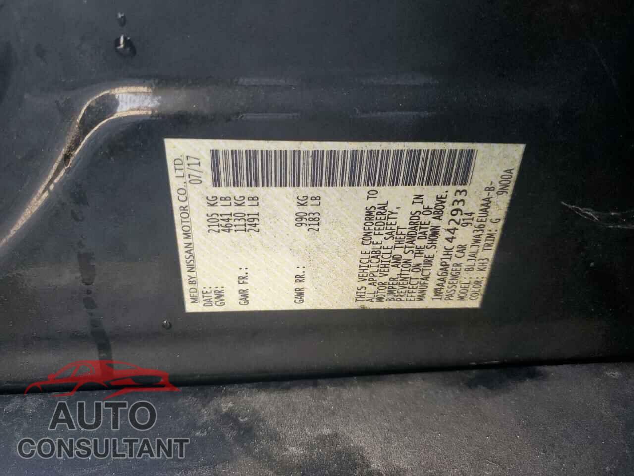 NISSAN MAXIMA 2017 - 1N4AA6AP1HC442933