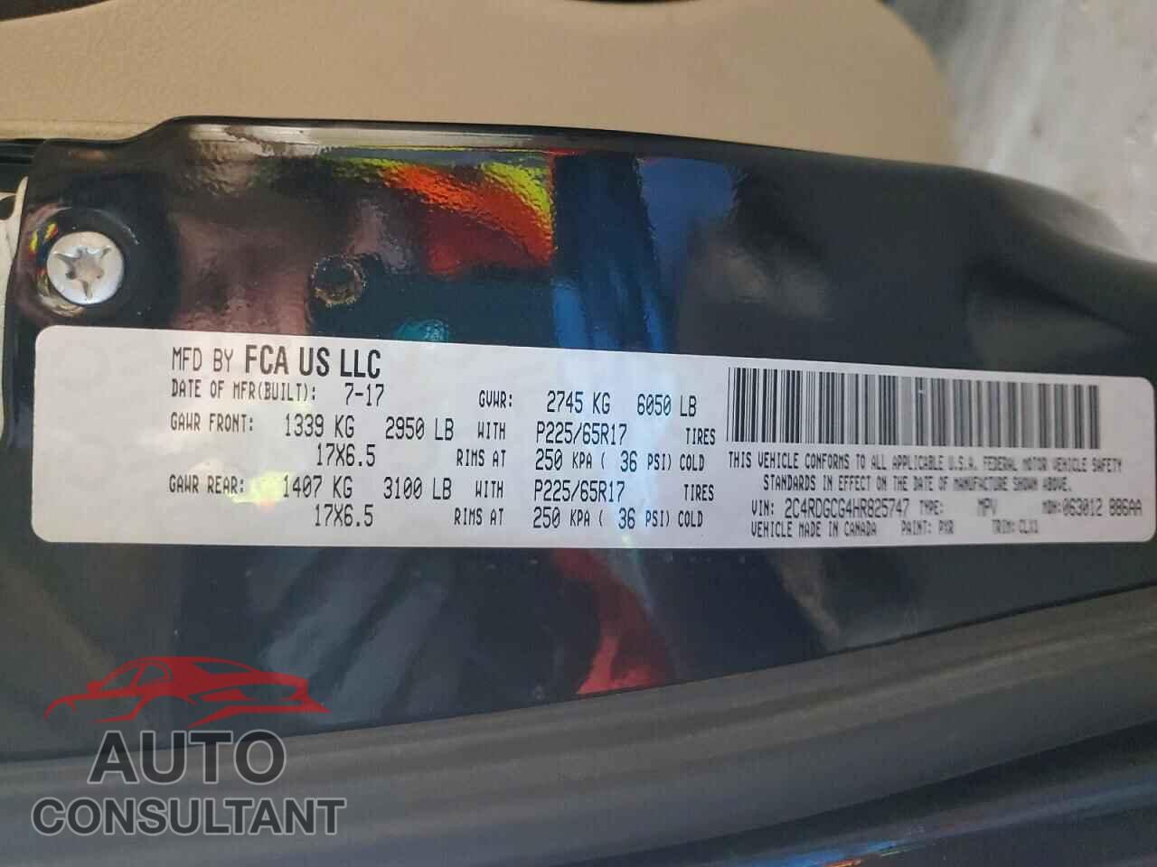 DODGE CARAVAN 2017 - 2C4RDGCG4HR825747