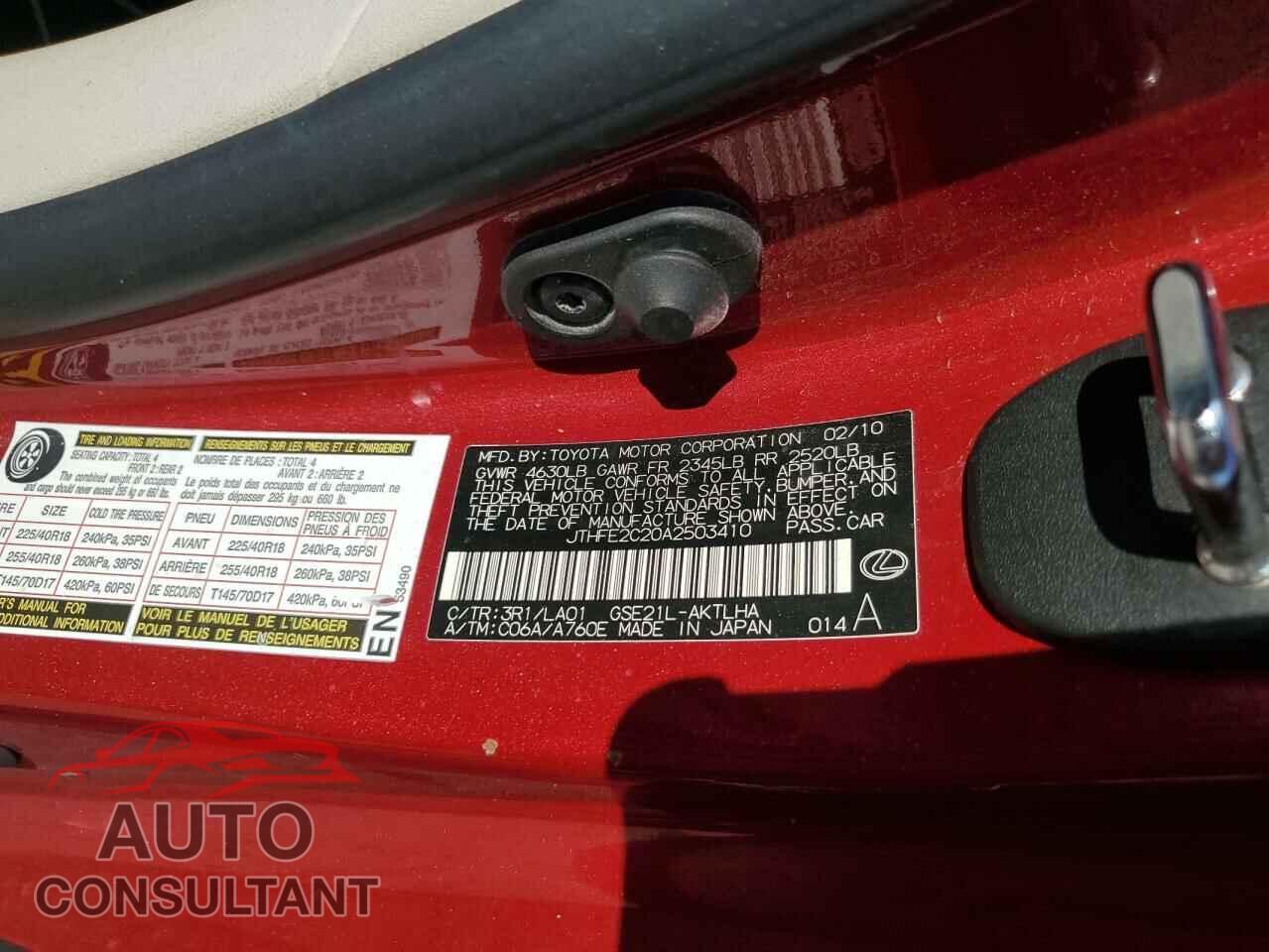 LEXUS IS 2010 - JTHFE2C20A2503410