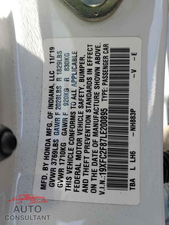 HONDA CIVIC 2020 - 19XFC2F87LE200895