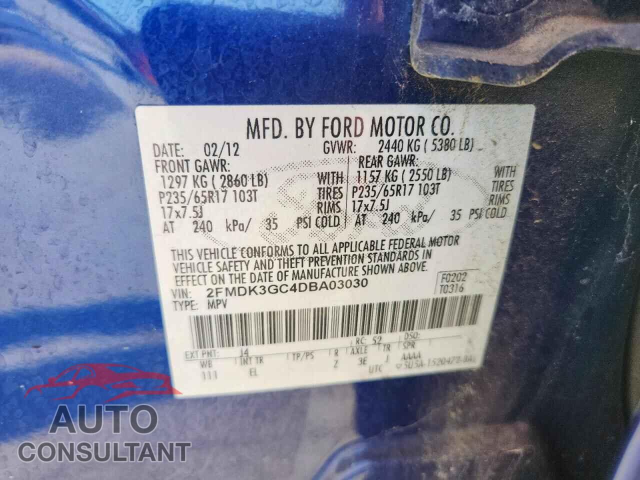 FORD EDGE 2013 - 2FMDK3GC4DBA03030