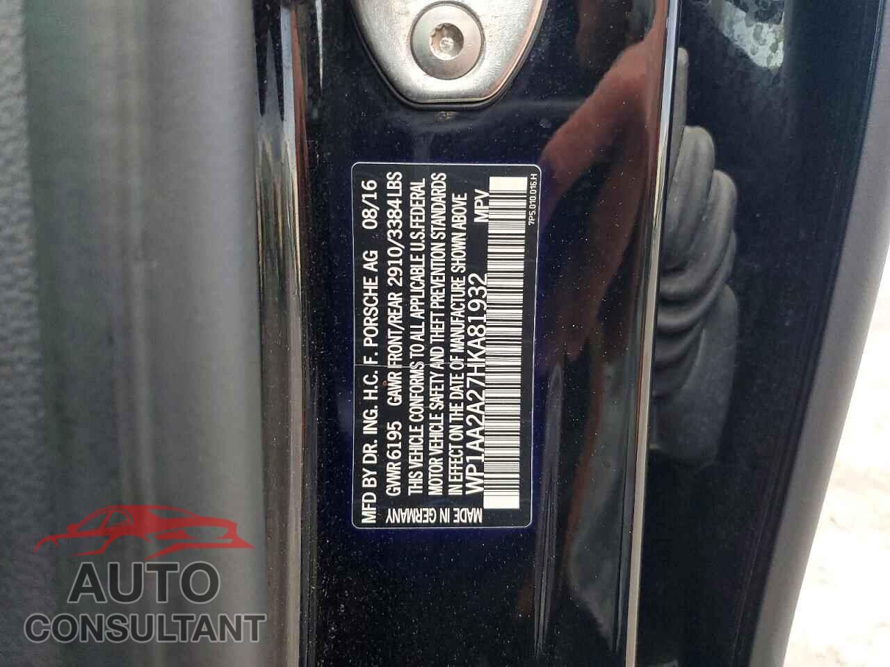 PORSCHE CAYENNE 2017 - WP1AA2A27HKA81932