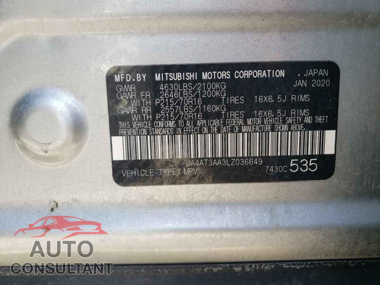 MITSUBISHI ECLIPSE 2020 - JA4AT3AA3LZ036649