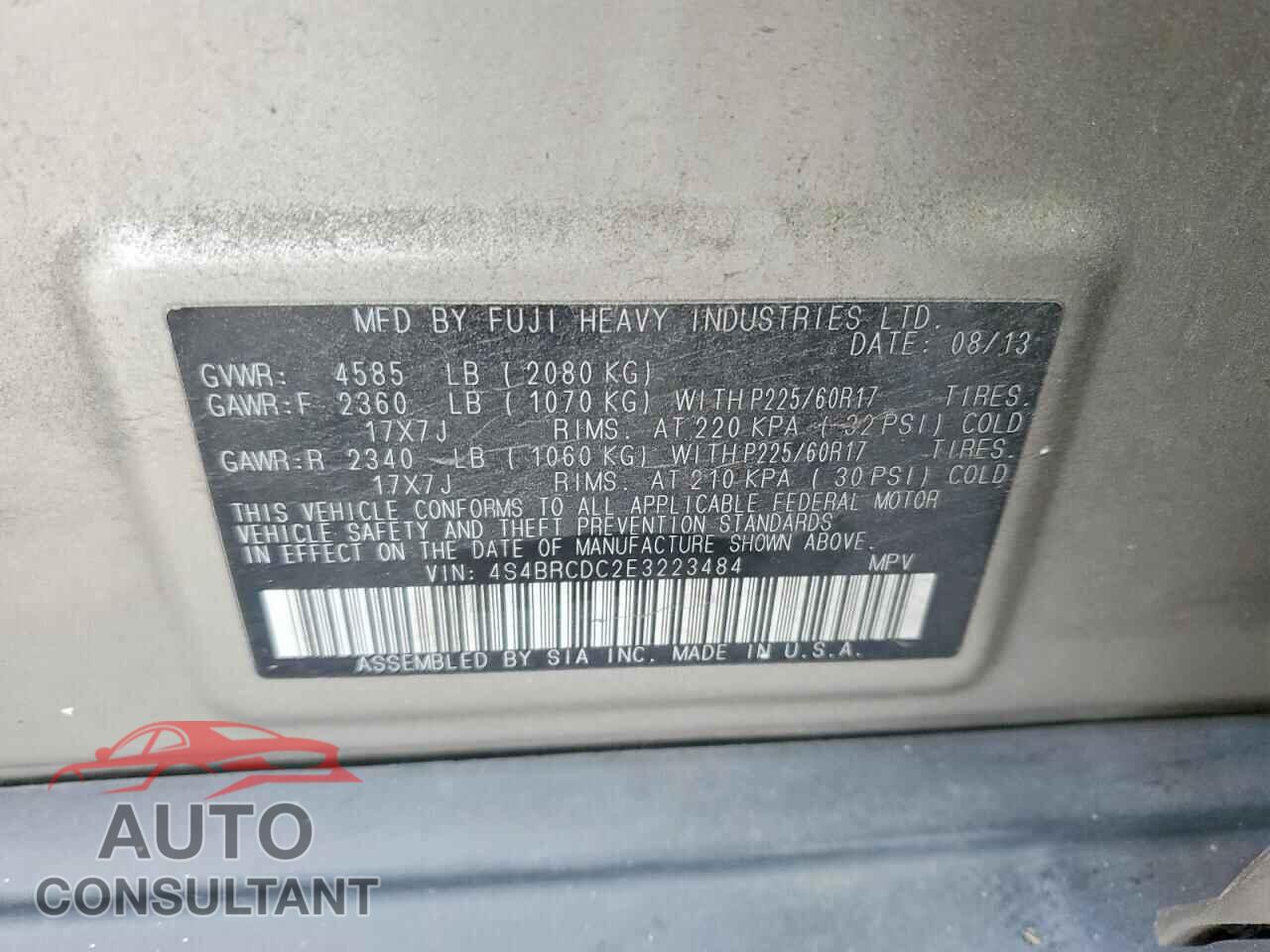 SUBARU OUTBACK 2014 - 4S4BRCDC2E3223484