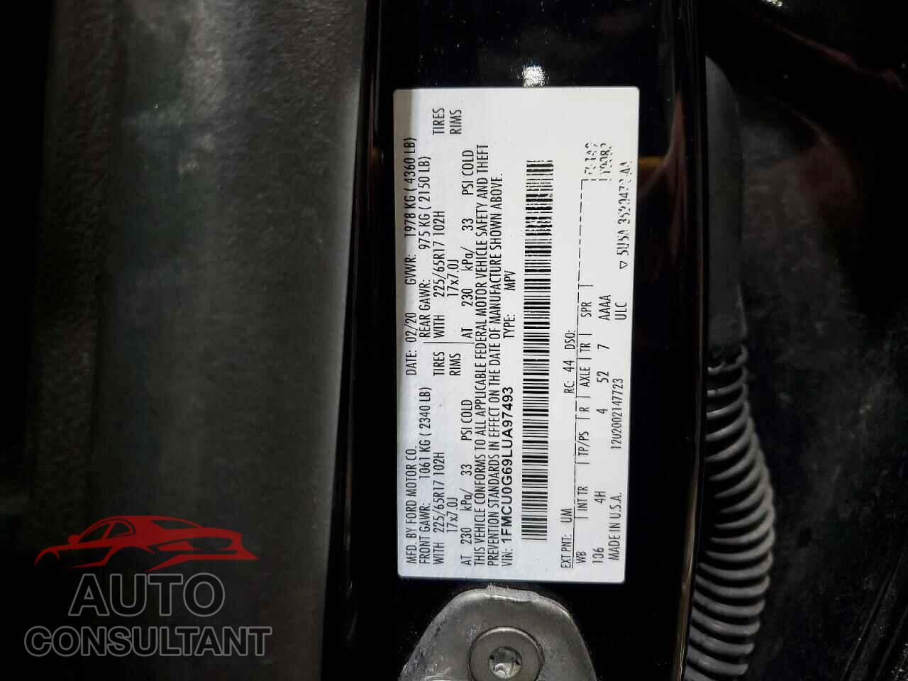 FORD ESCAPE 2020 - 1FMCU0G69LUA97493