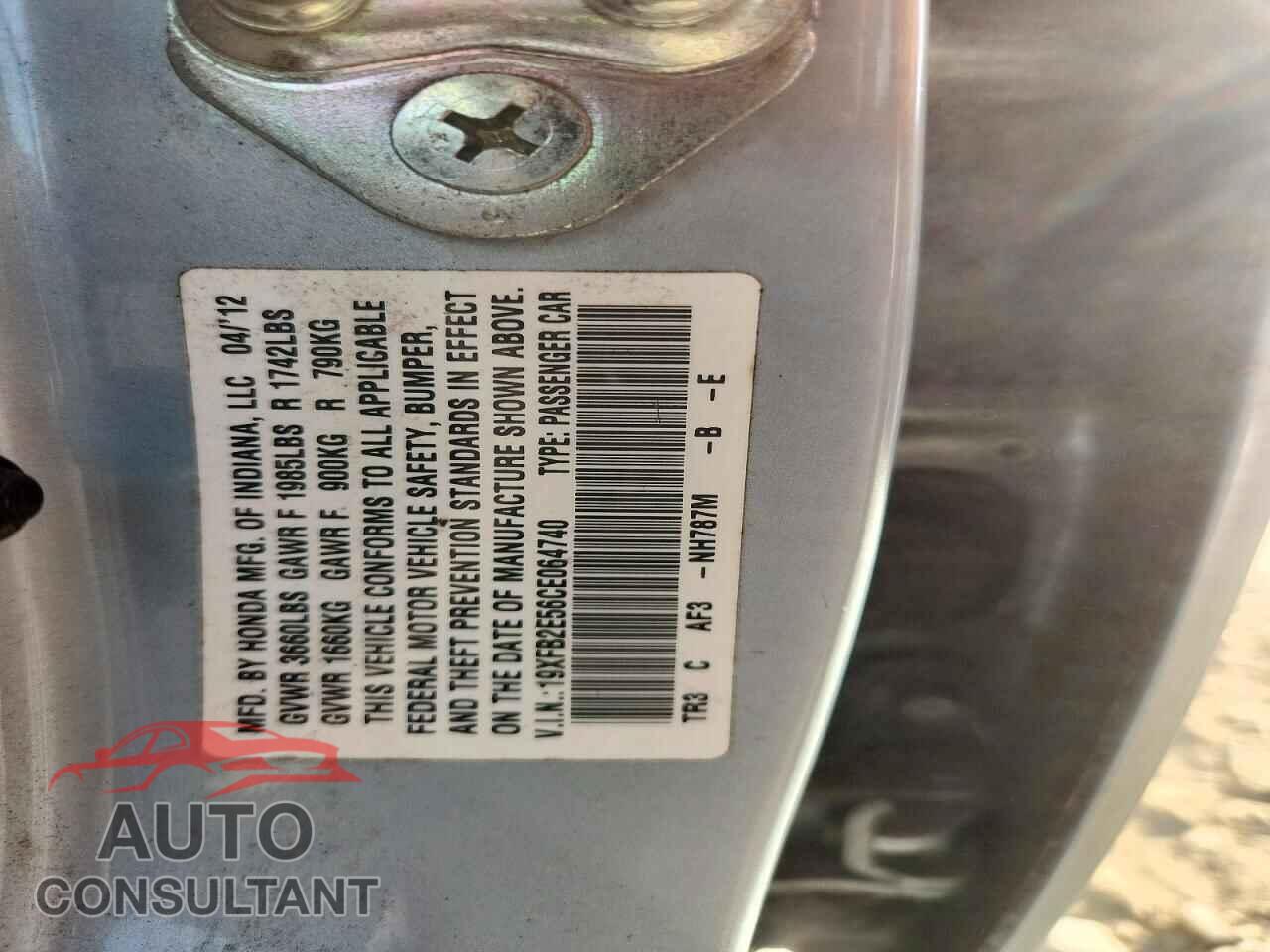 HONDA CIVIC 2012 - 19XFB2E56CE064740
