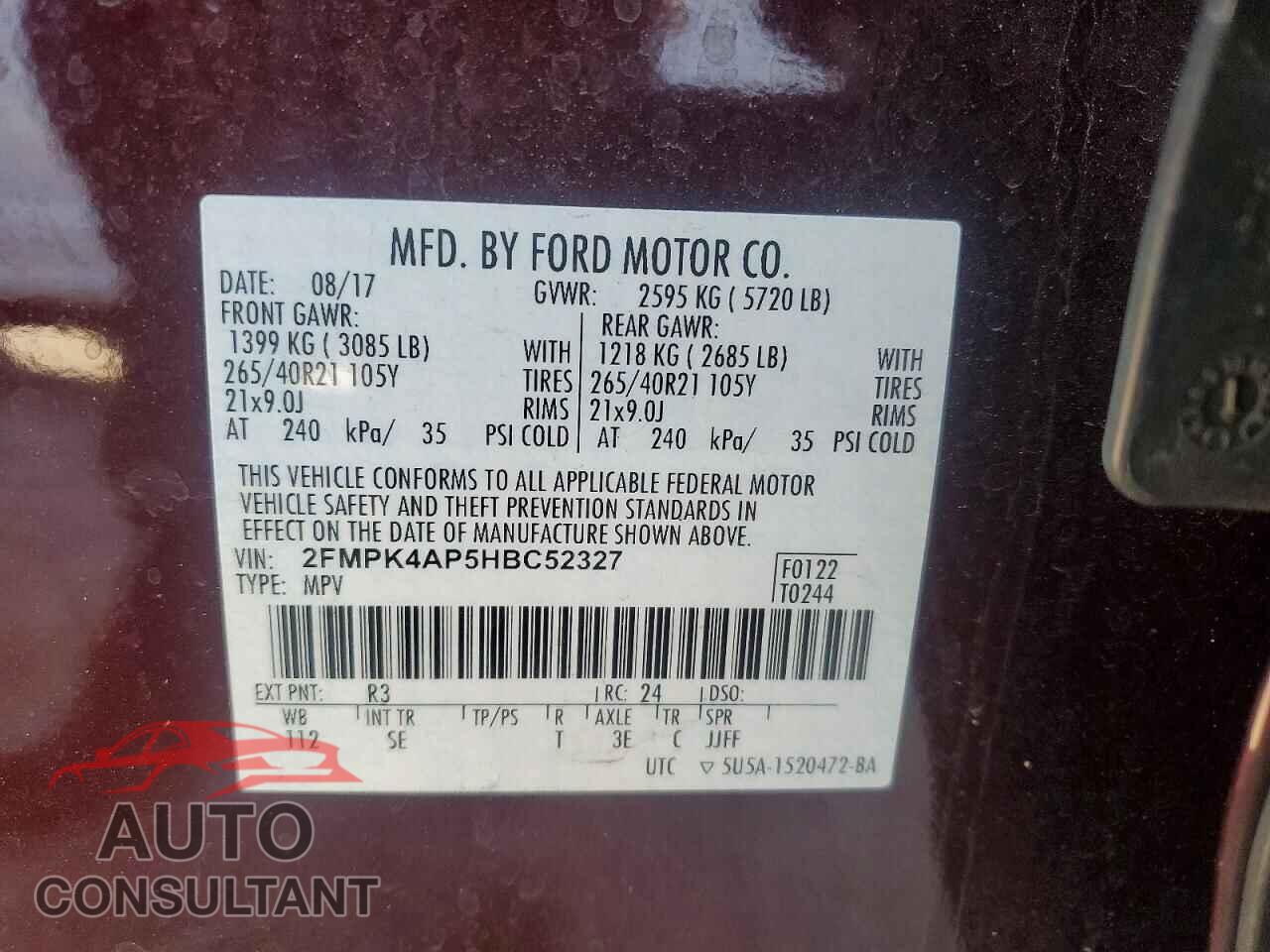 FORD EDGE 2017 - 2FMPK4AP5HBC52327