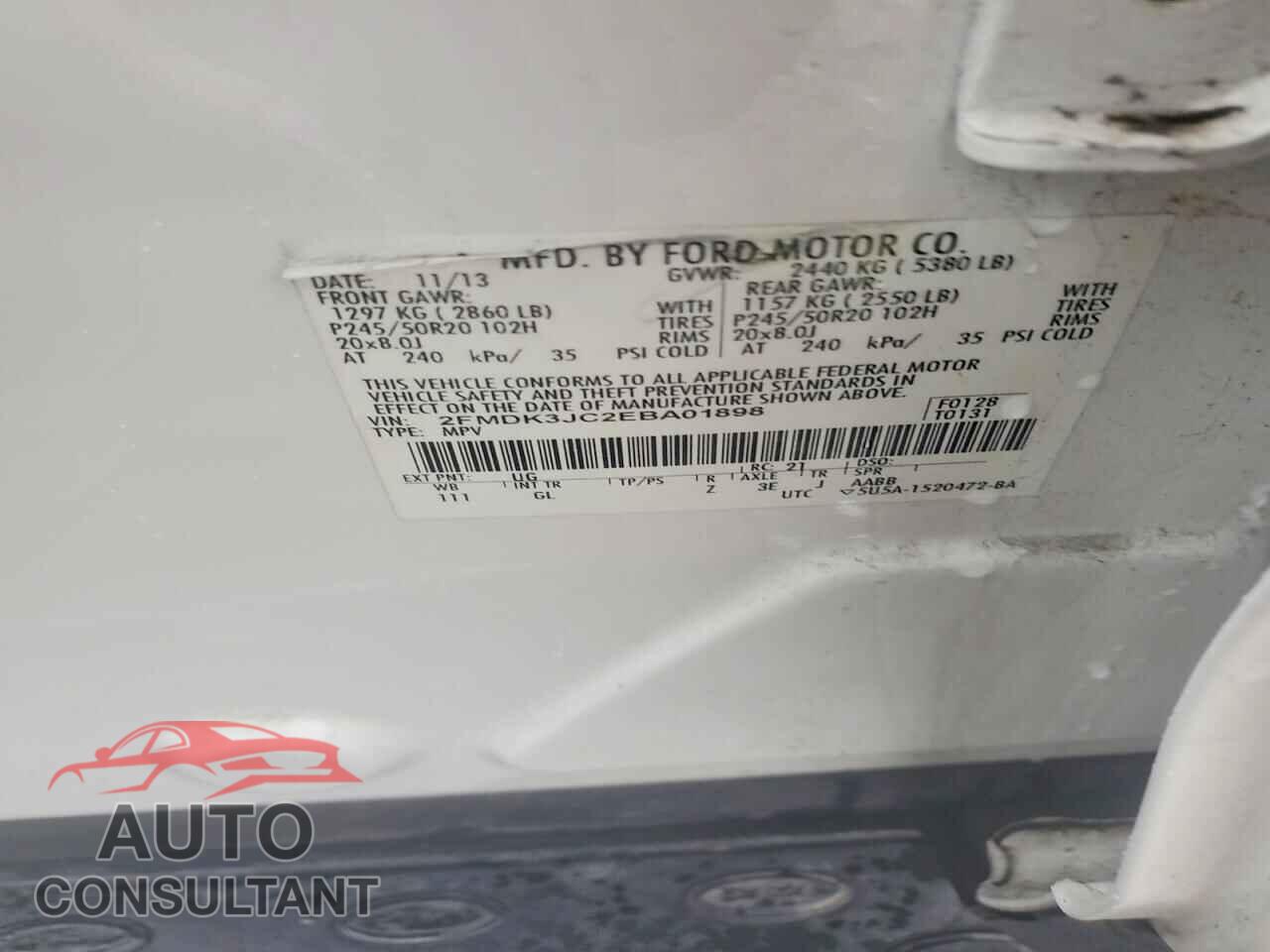FORD EDGE 2014 - 2FMDK3JC2EBA01898