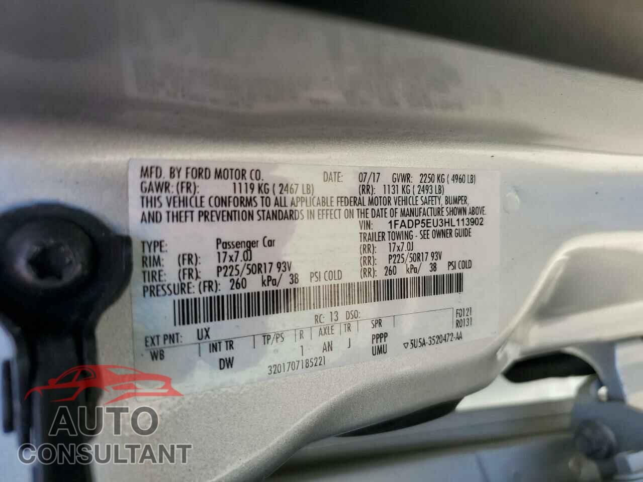 FORD CMAX 2017 - 1FADP5EU3HL113902