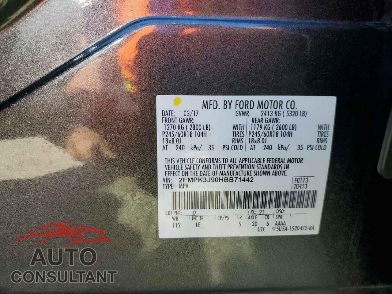FORD EDGE 2017 - 2FMPK3J90HBB71442