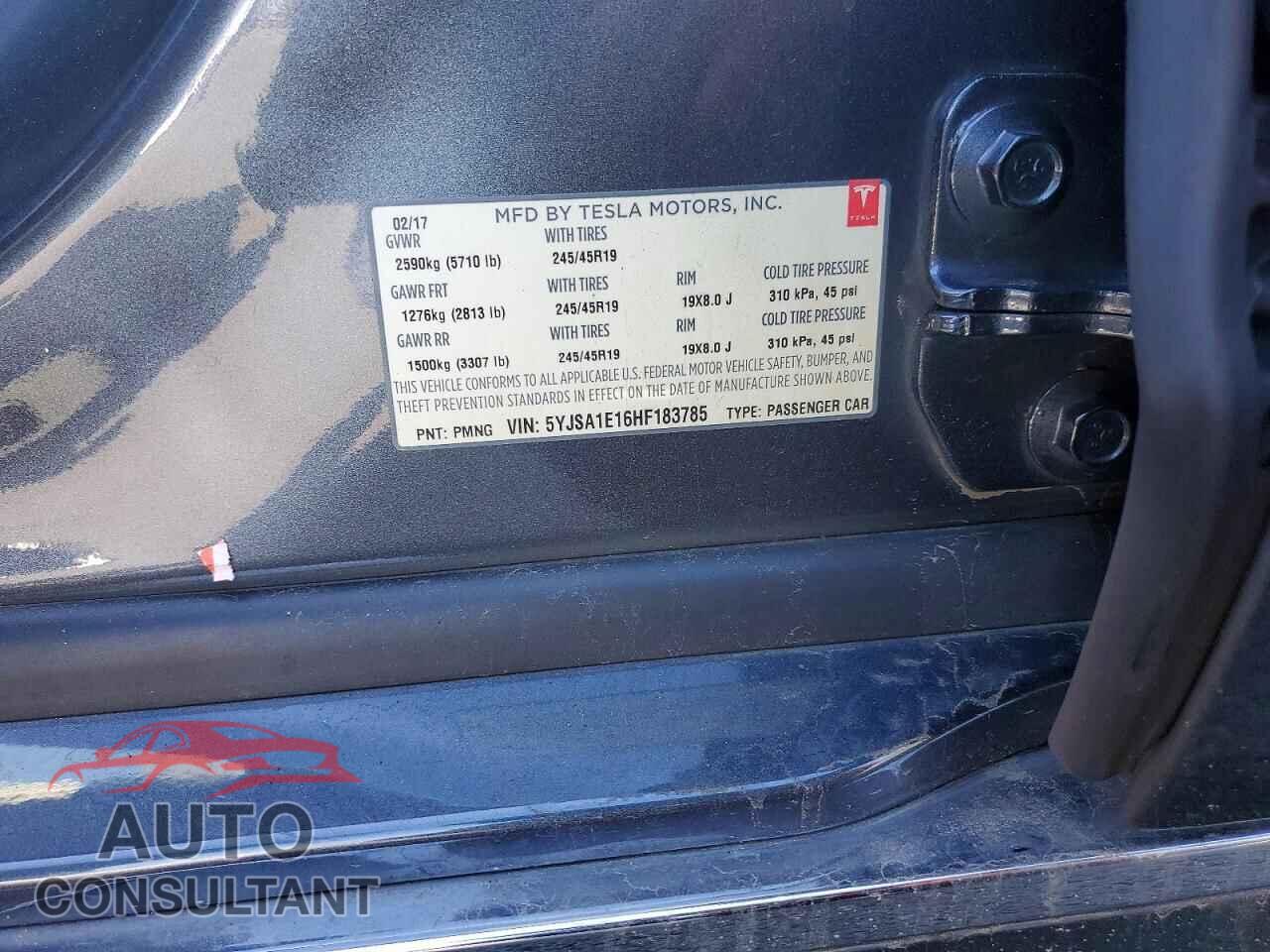 TESLA MODEL S 2017 - 5YJSA1E16HF183785