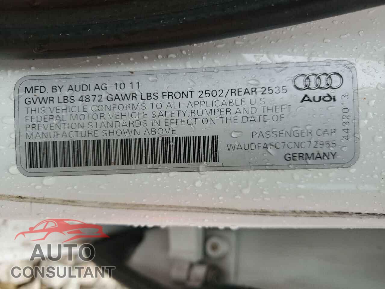 AUDI A6 2012 - WAUDFAFC7CN072955