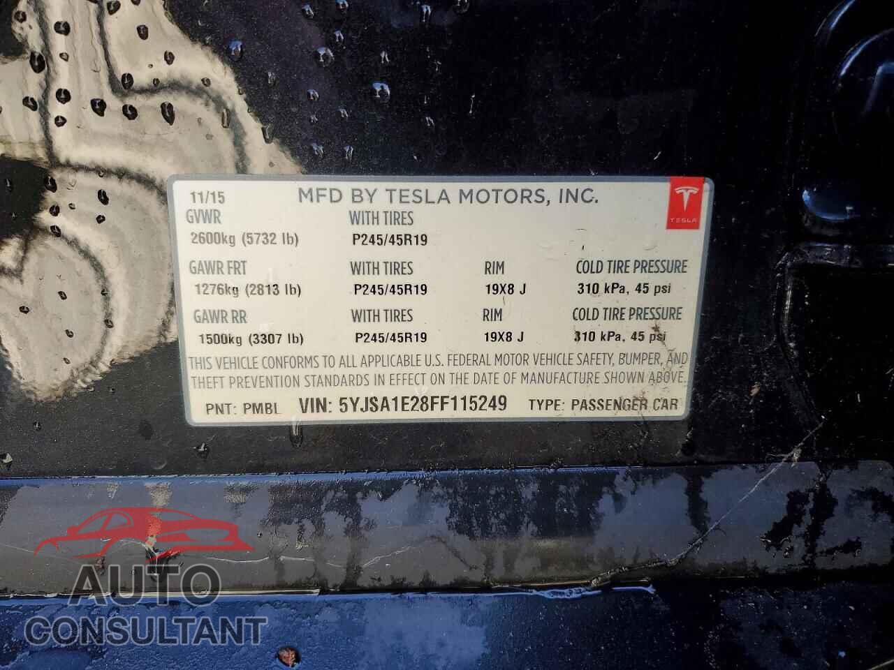 TESLA MODEL S 2015 - 5YJSA1E28FF115249