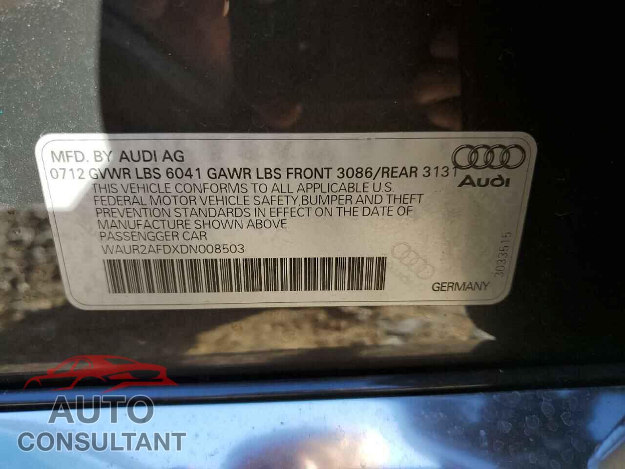 AUDI A8 2013 - WAUR2AFDXDN008503
