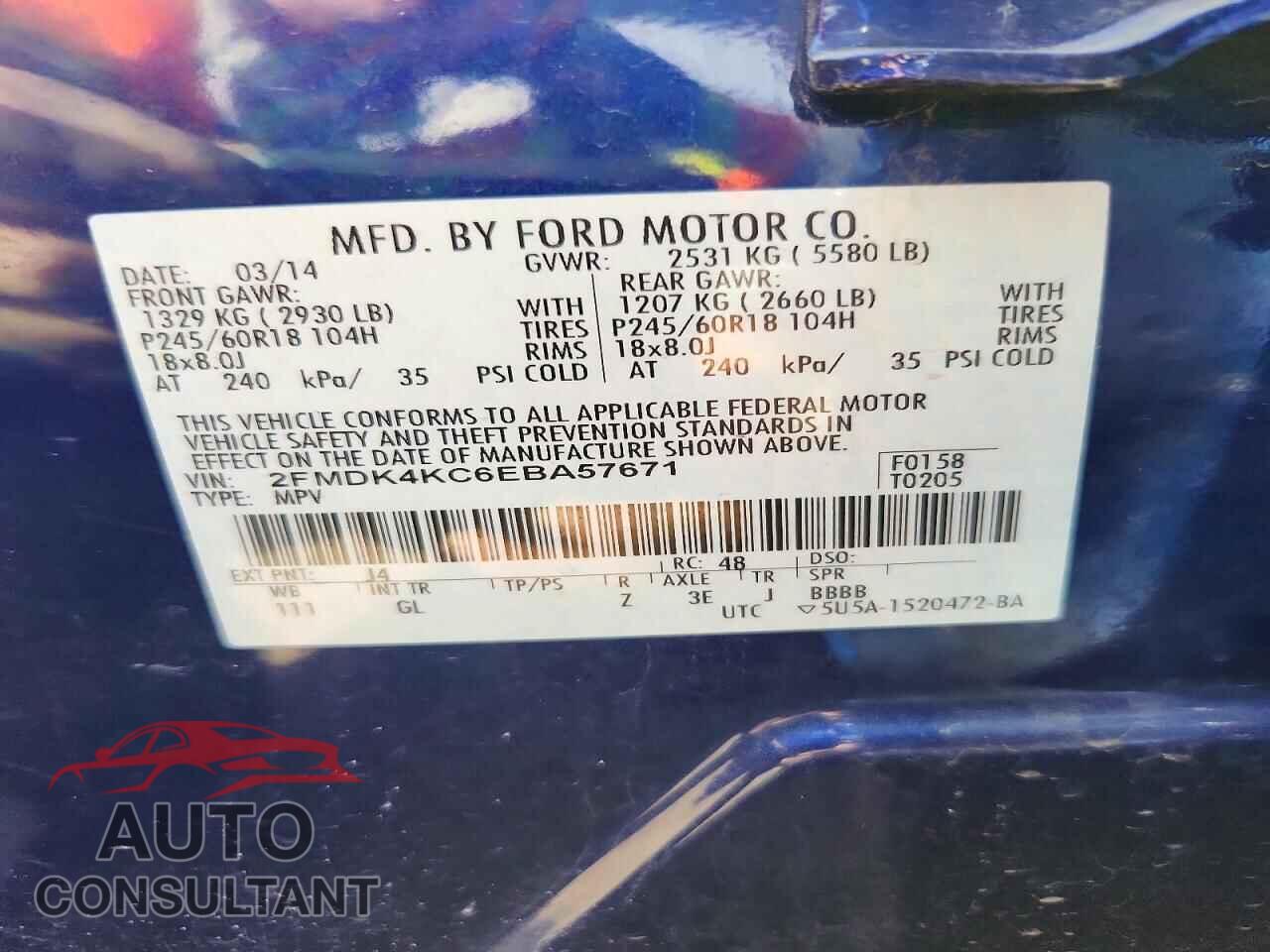 FORD EDGE 2014 - 2FMDK4KC6EBA57671