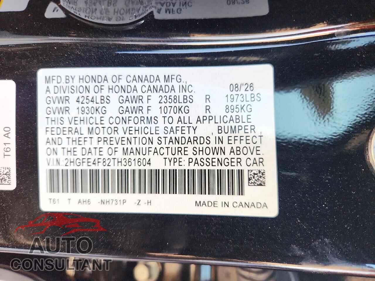 HONDA CIVIC 2026 - 2HGFE4F82TH361604