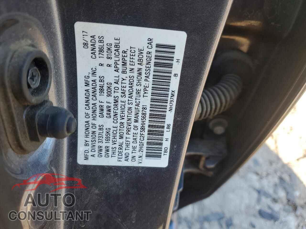 HONDA CIVIC 2017 - 2HGFC2F58HH568781