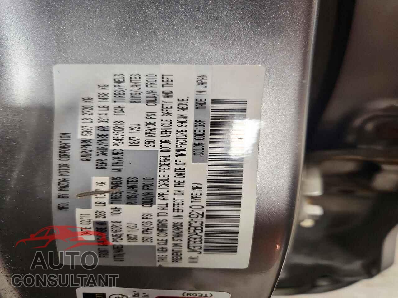 MAZDA CX-9 2011 - JM3TB3CA5B0319210