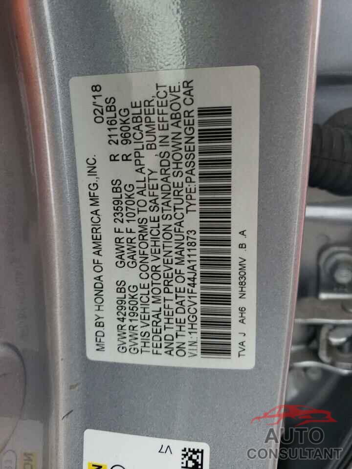 HONDA ACCORD 2018 - 1HGCV1F44JA111873