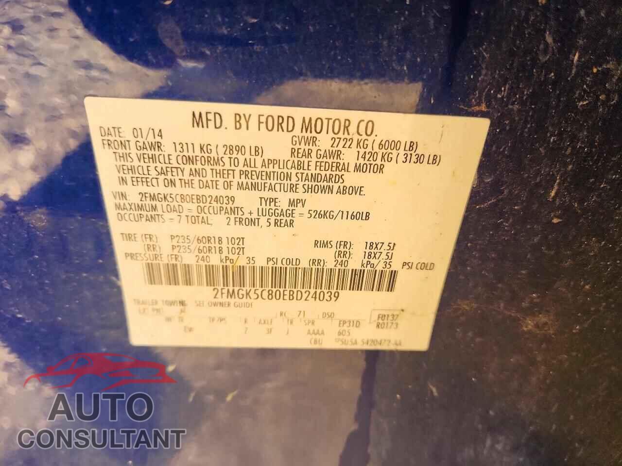 FORD FLEX 2014 - 2FMGK5C80EBD24039