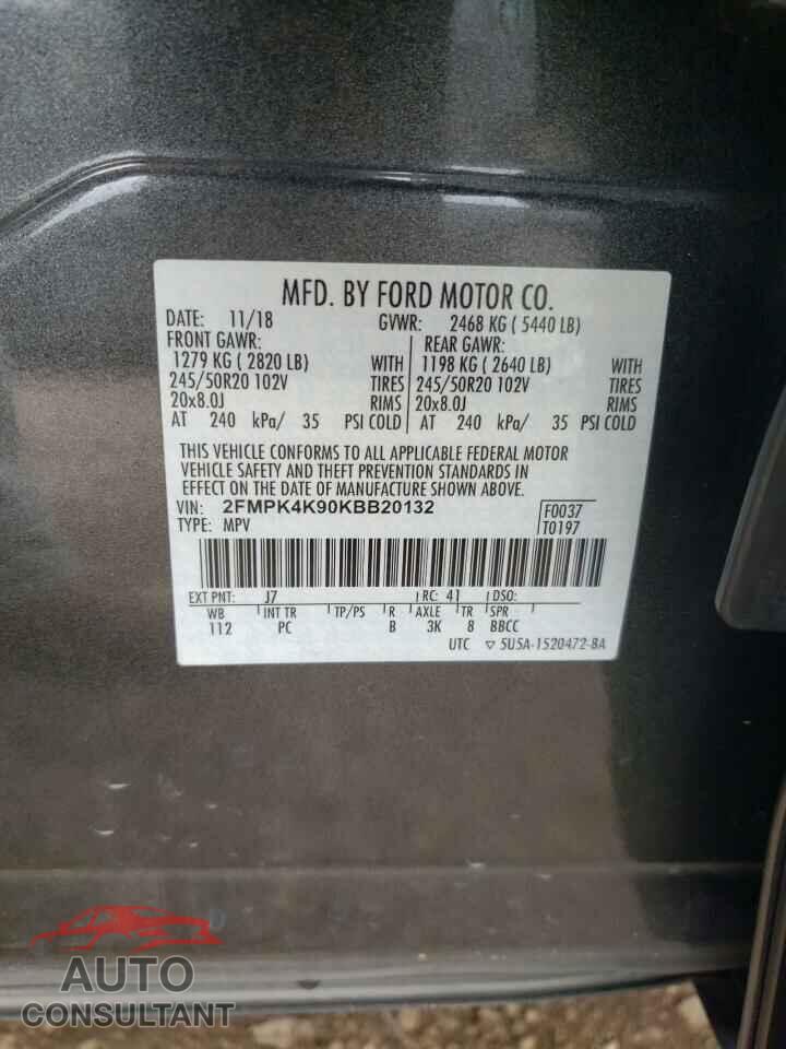 FORD EDGE 2019 - 2FMPK4K90KBB20132
