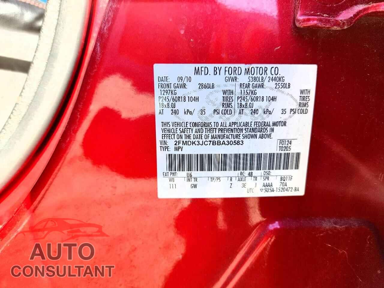 FORD EDGE 2011 - 2FMDK3JC7BBA30583