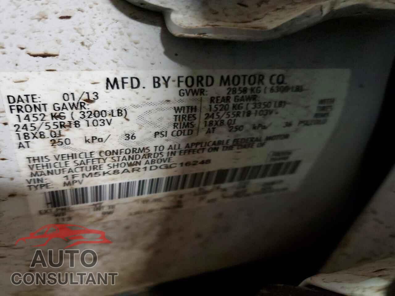 FORD EXPLORER 2013 - 1FM5K8AR1DGC16248