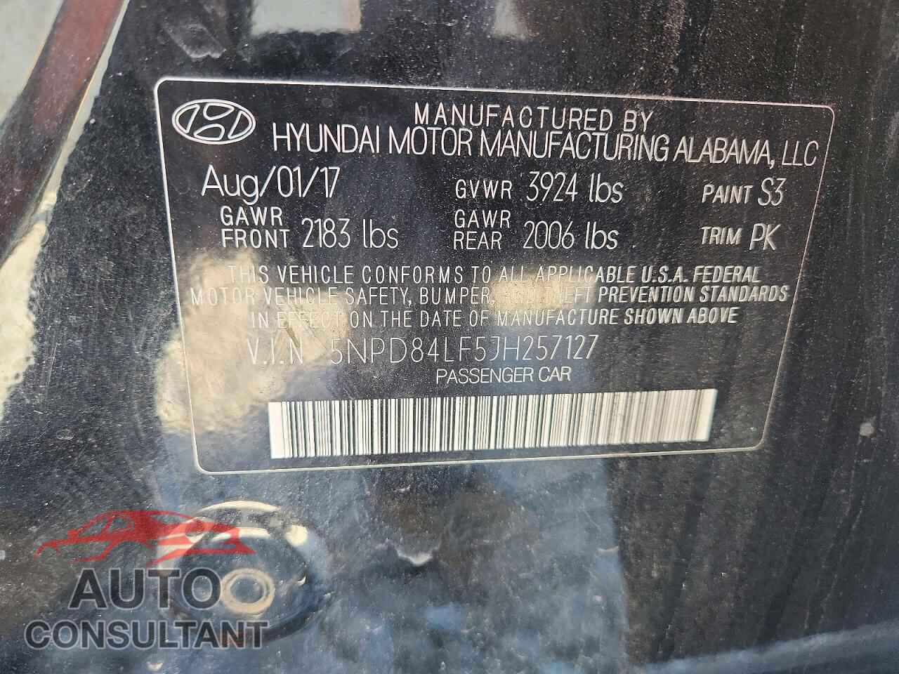 HYUNDAI ELANTRA 2018 - 5NPD84LF5JH257127