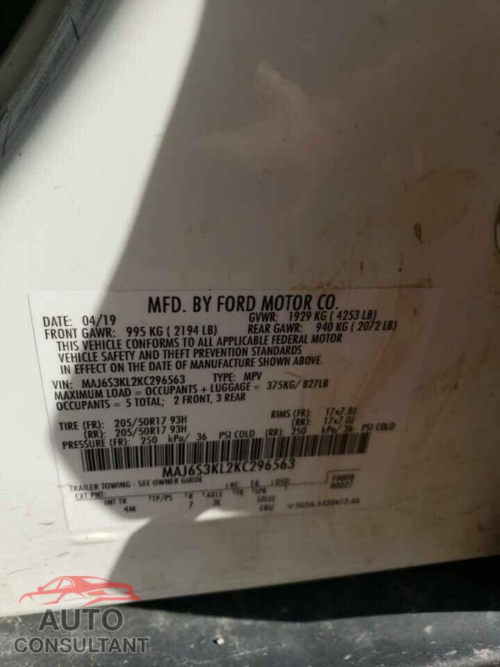 FORD ECOSPORT 2019 - MAJ6S3KL2KC296563