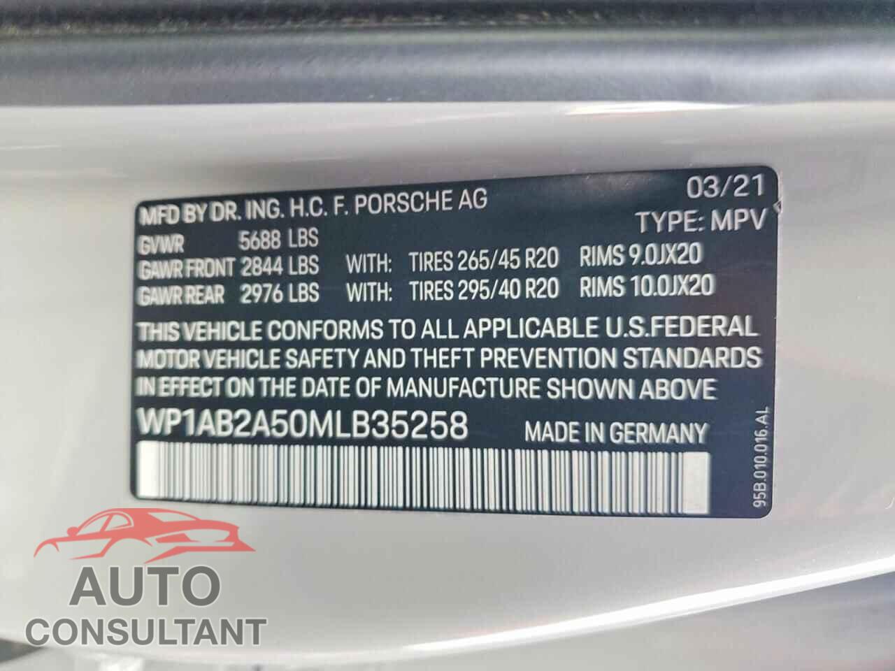 PORSCHE MACAN 2021 - WP1AB2A50MLB35258