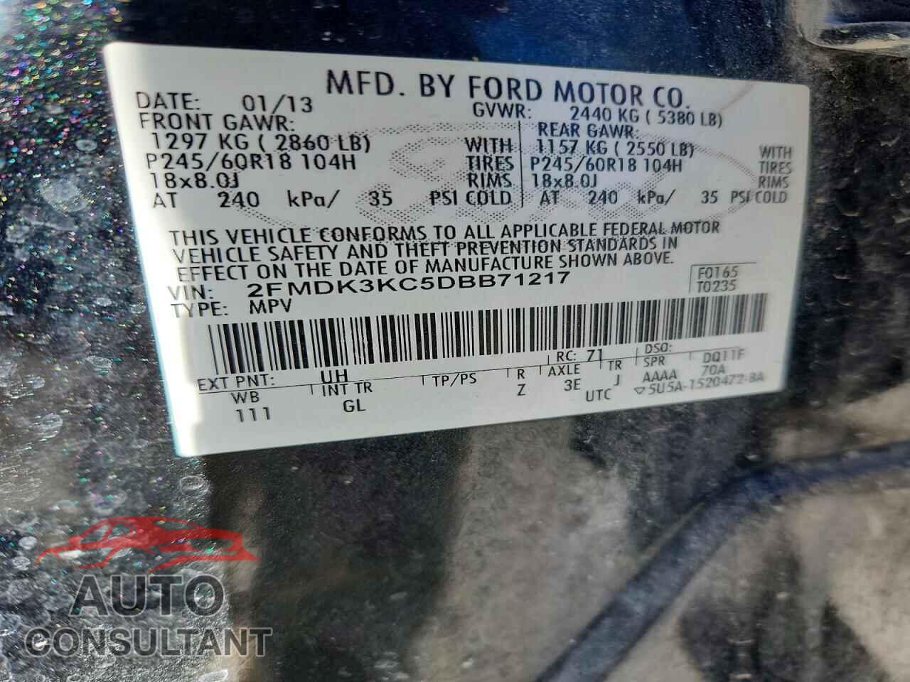 FORD EDGE 2013 - 2FMDK3KC5DBB71217