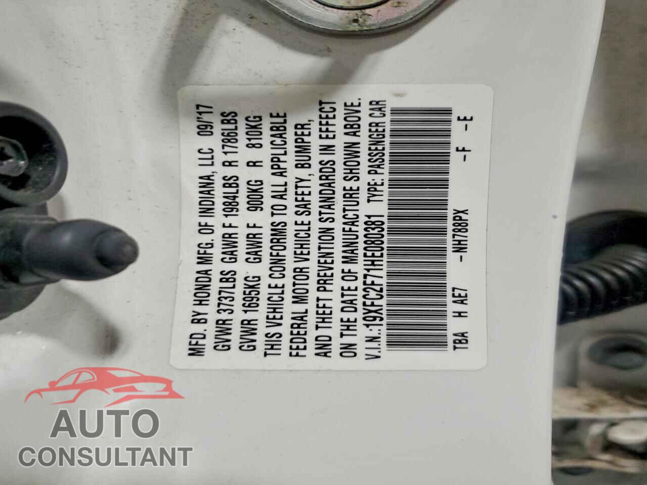 HONDA CIVIC 2017 - 19XFC2F71HE080381