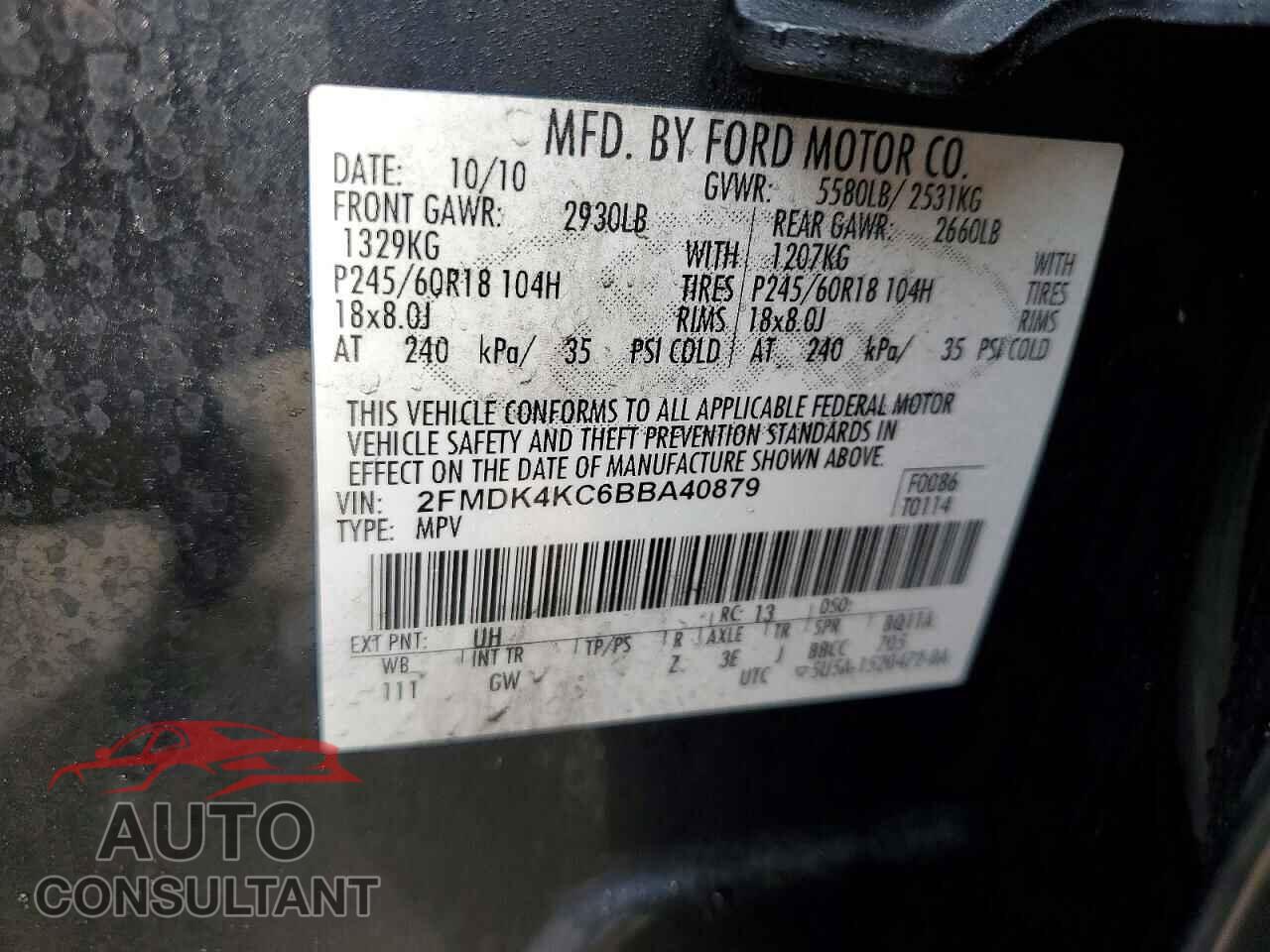 FORD EDGE 2011 - 2FMDK4KC6BBA40879