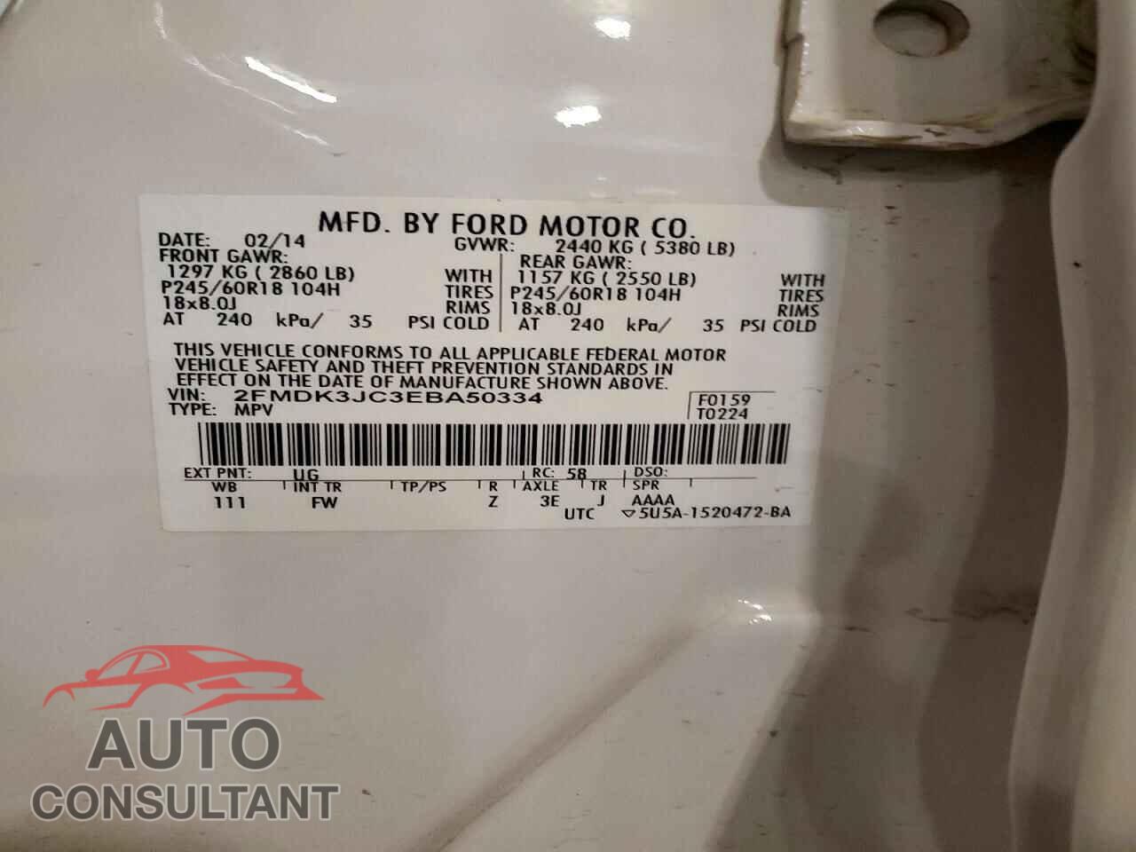 FORD EDGE 2014 - 2FMDK3JC3EBA50334
