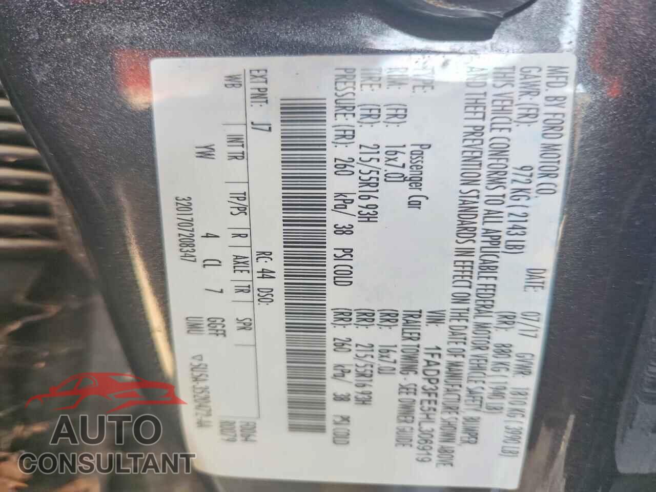 FORD FOCUS 2017 - 1FADP3FE5HL306919