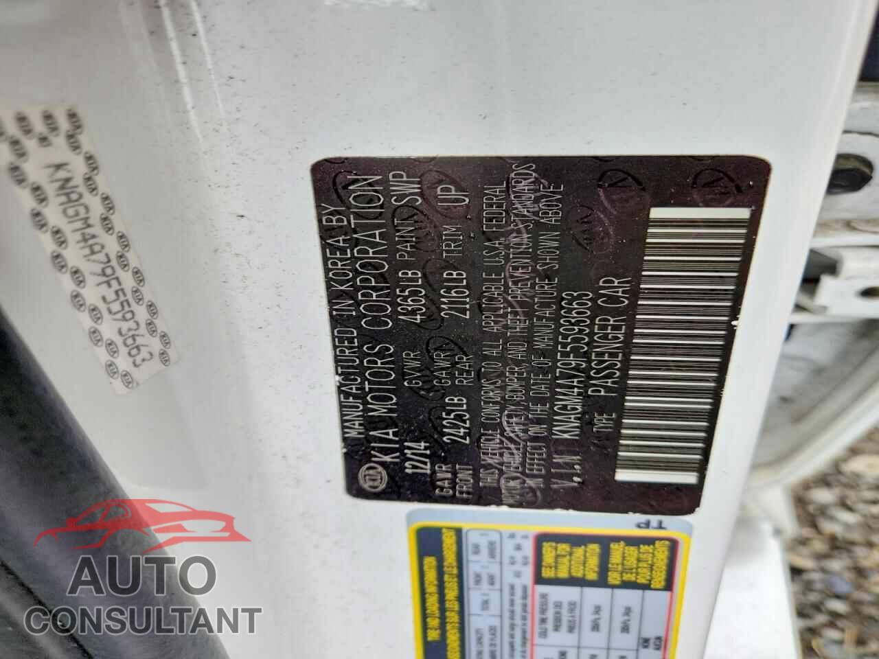 KIA OPTIMA 2015 - KNAGM4A79F5593663