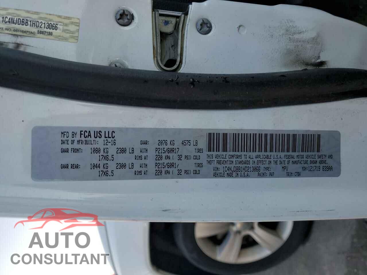 JEEP COMPASS 2017 - 1C4NJDBB1HD213066