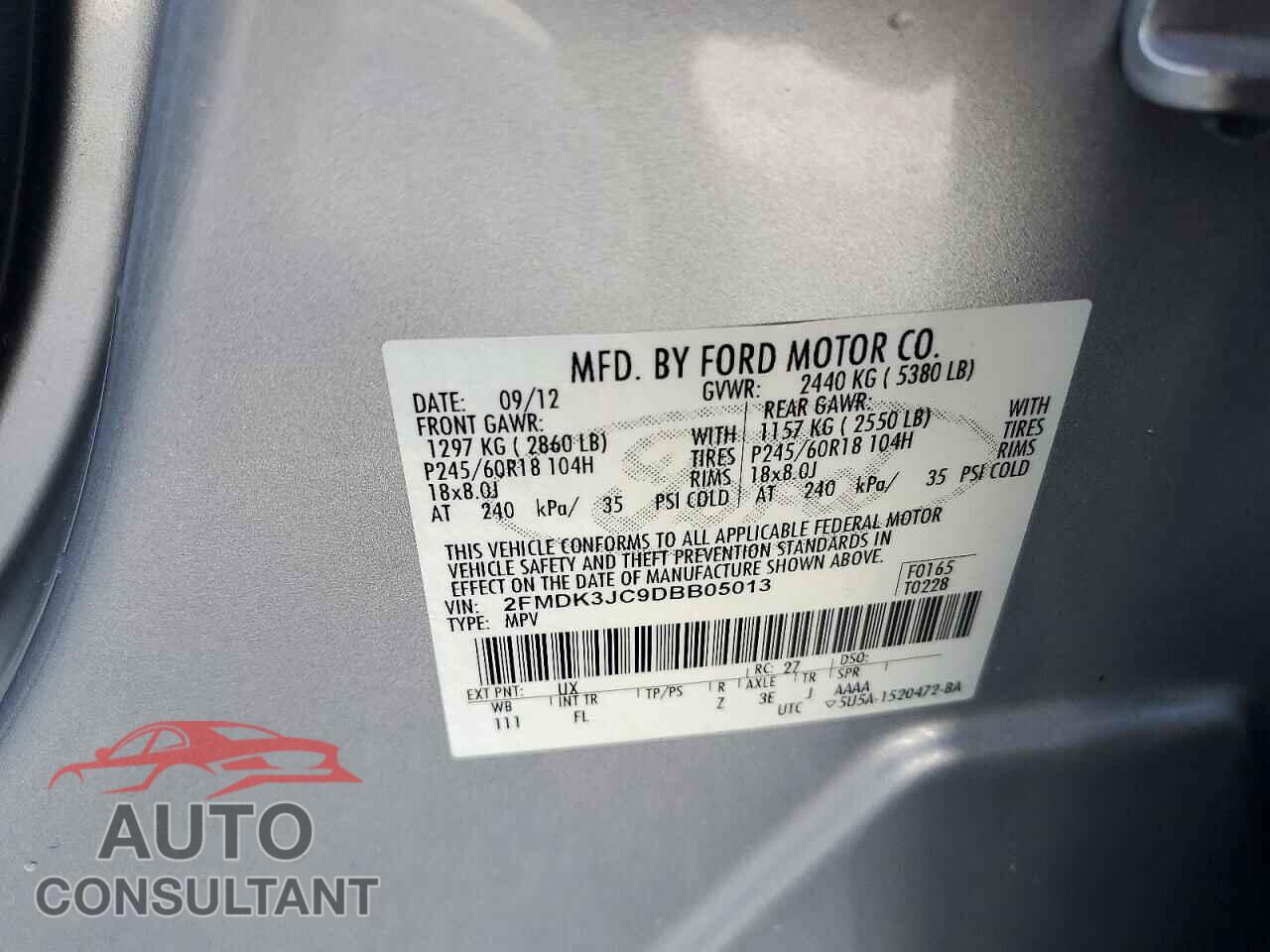 FORD EDGE 2013 - 2FMDK3JC9DBB05013