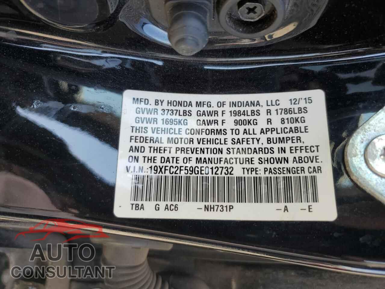 HONDA CIVIC 2016 - 19XFC2F59GE012732
